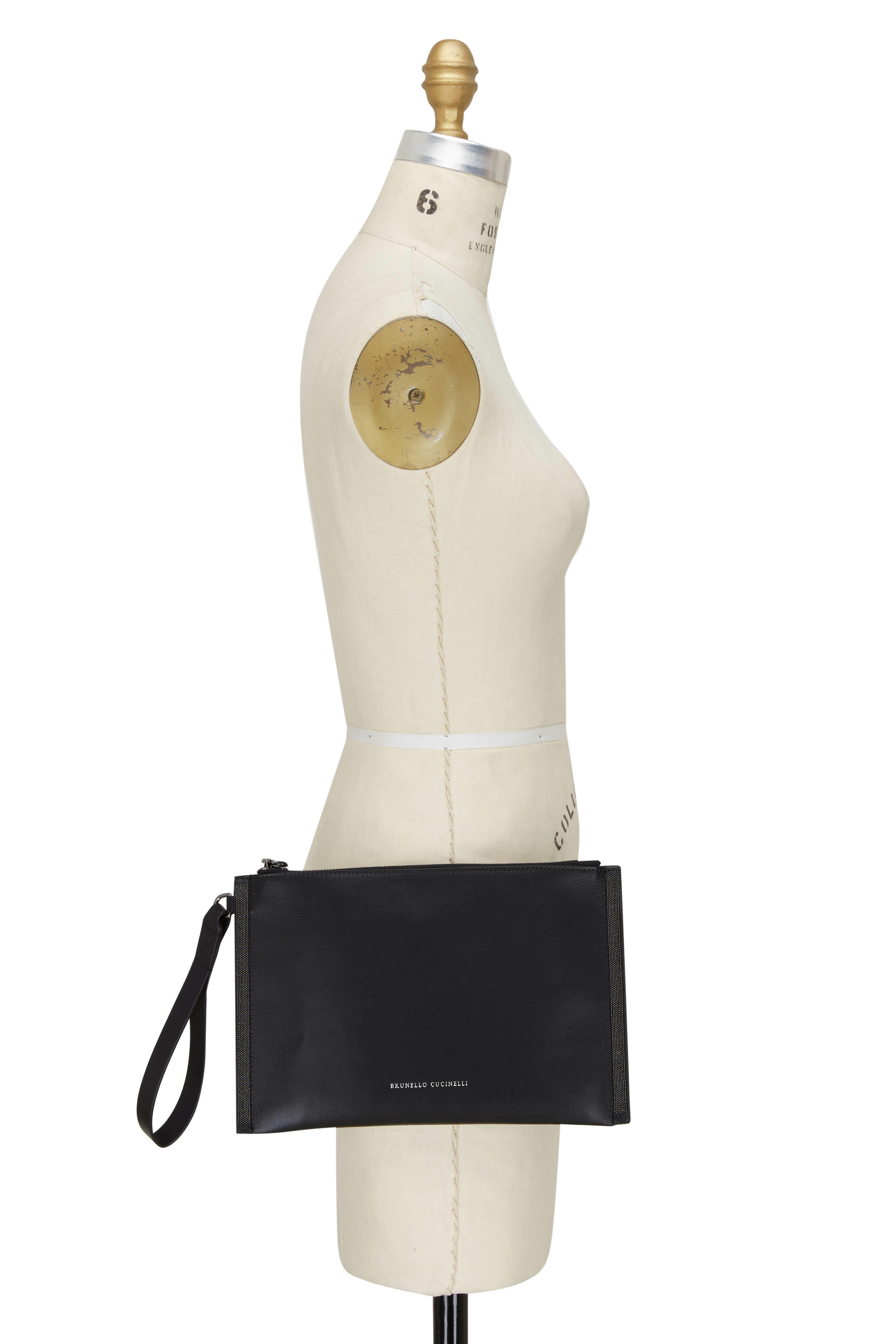 ショルダーバッグ・ポシェット BRUNELLO CUCINELLI BLACK LEATHER CROSSBODY BAG Brunello Cucinelli - Black Leather Monili Trim Box Shoulder Bag