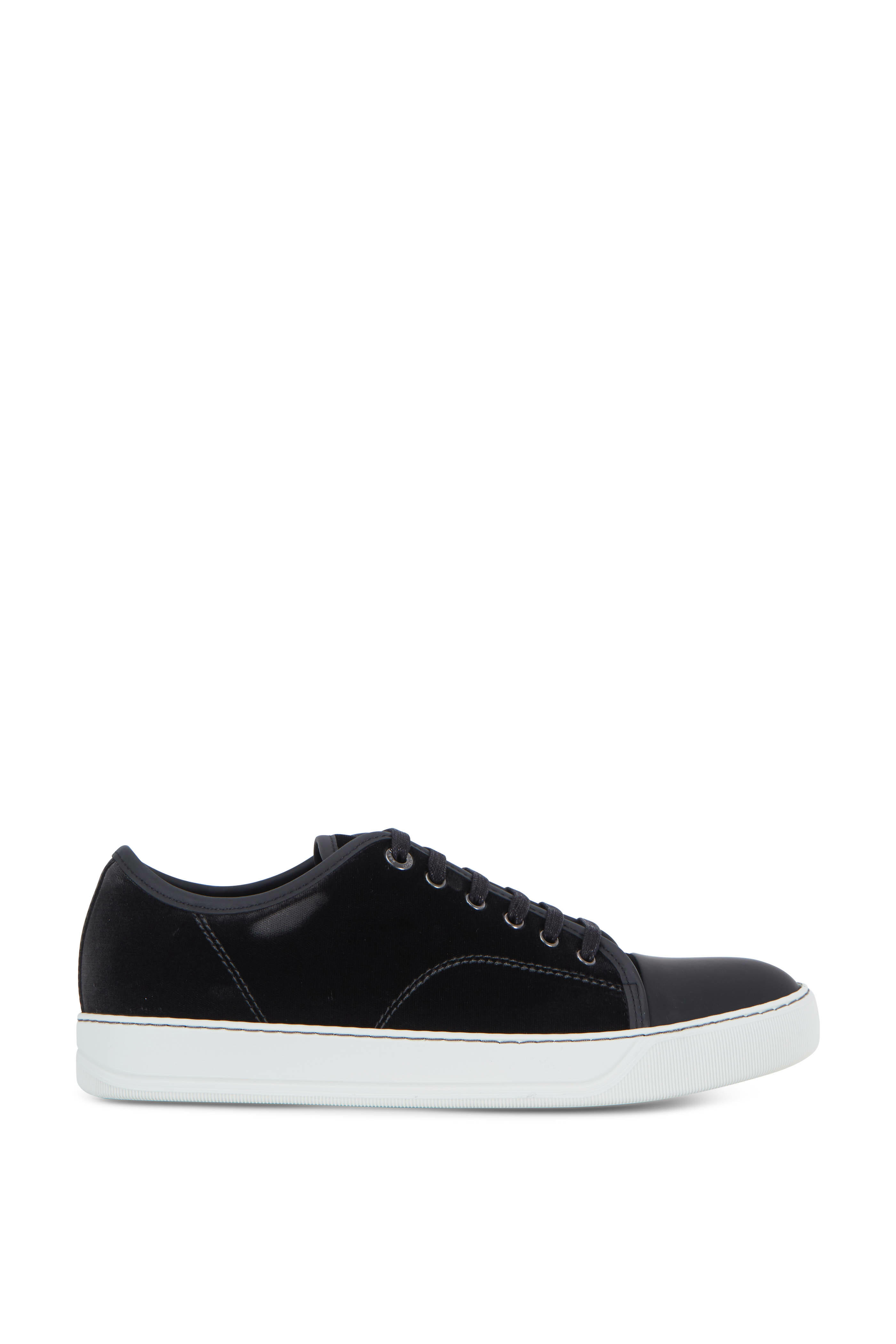 Lanvin - Dark Charcoal Velvet & Leather Cap-Toe Sneaker