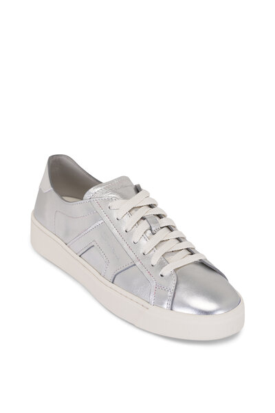 Santoni - Clean White Leather Low Top Sneaker | Mitchell Stores