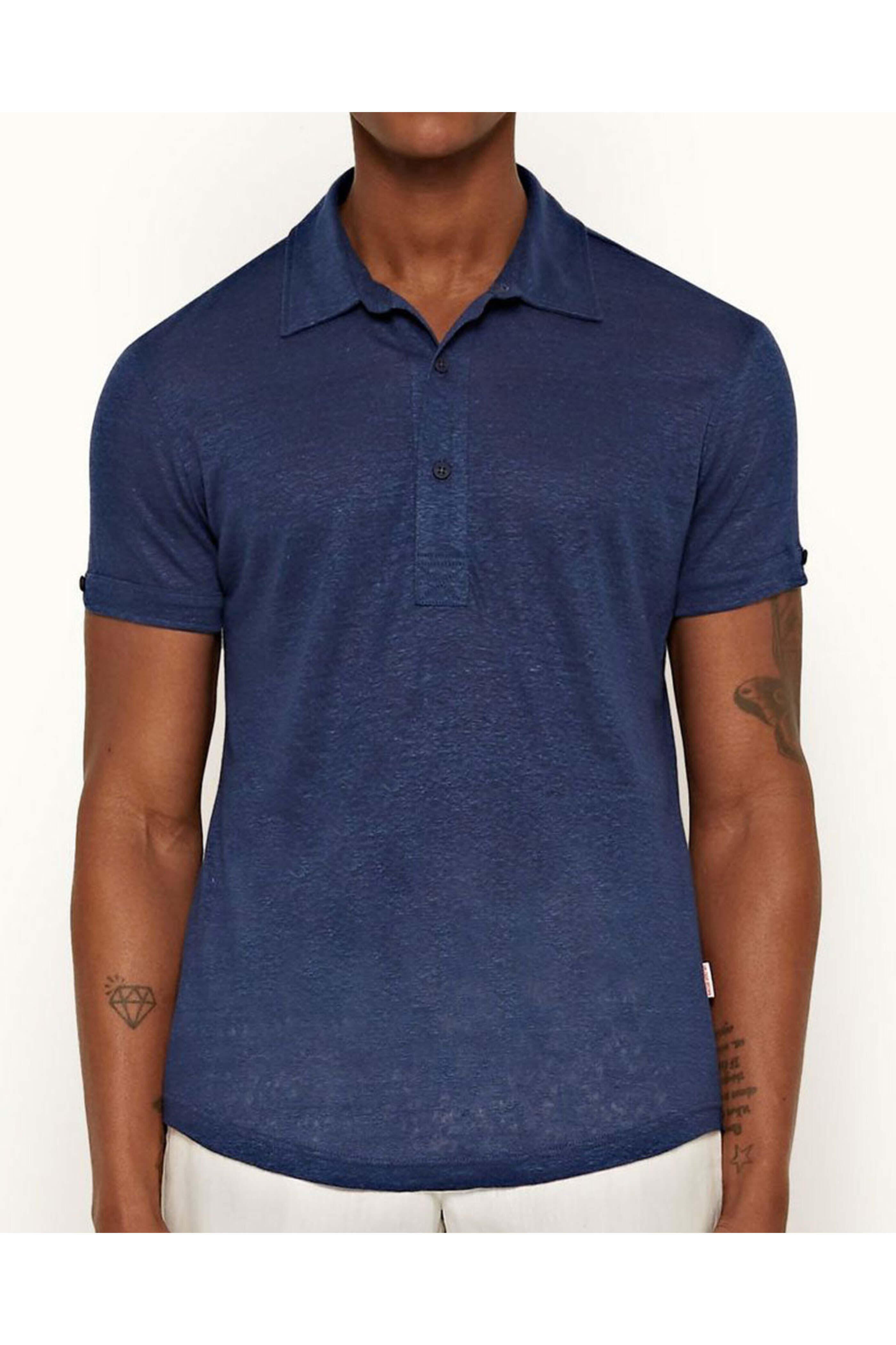 Orlebar Brown - Sebastian Linen Polo Shirt in Blue Wash