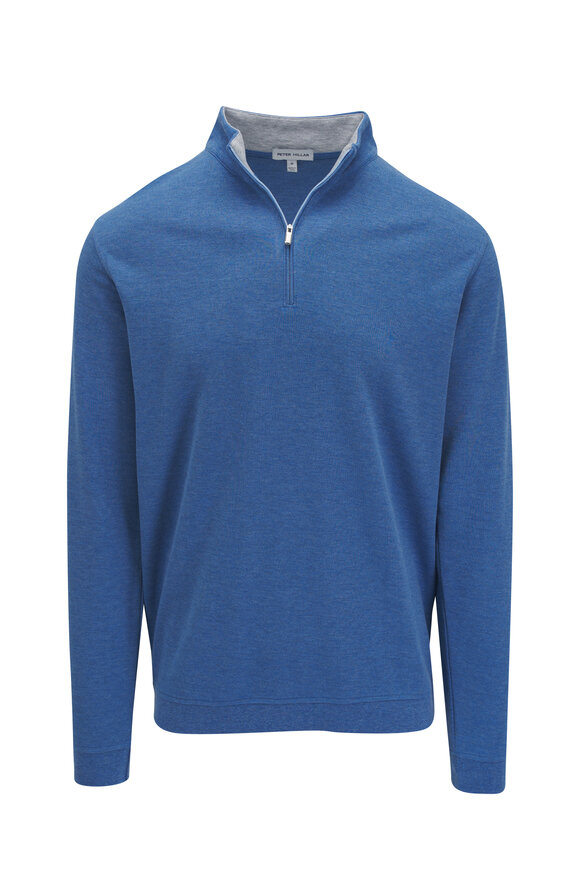 Peter Millar Crown Comfort Blue Quarter Zip Pullover
