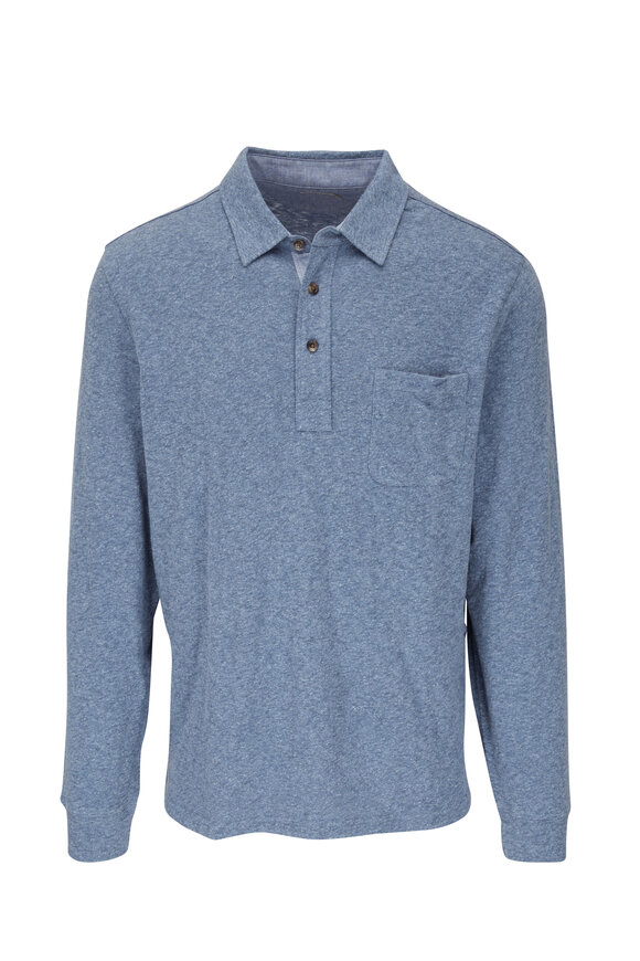 Faherty Brand - Flint Blue Long-Sleeve Luxe Heather Polo