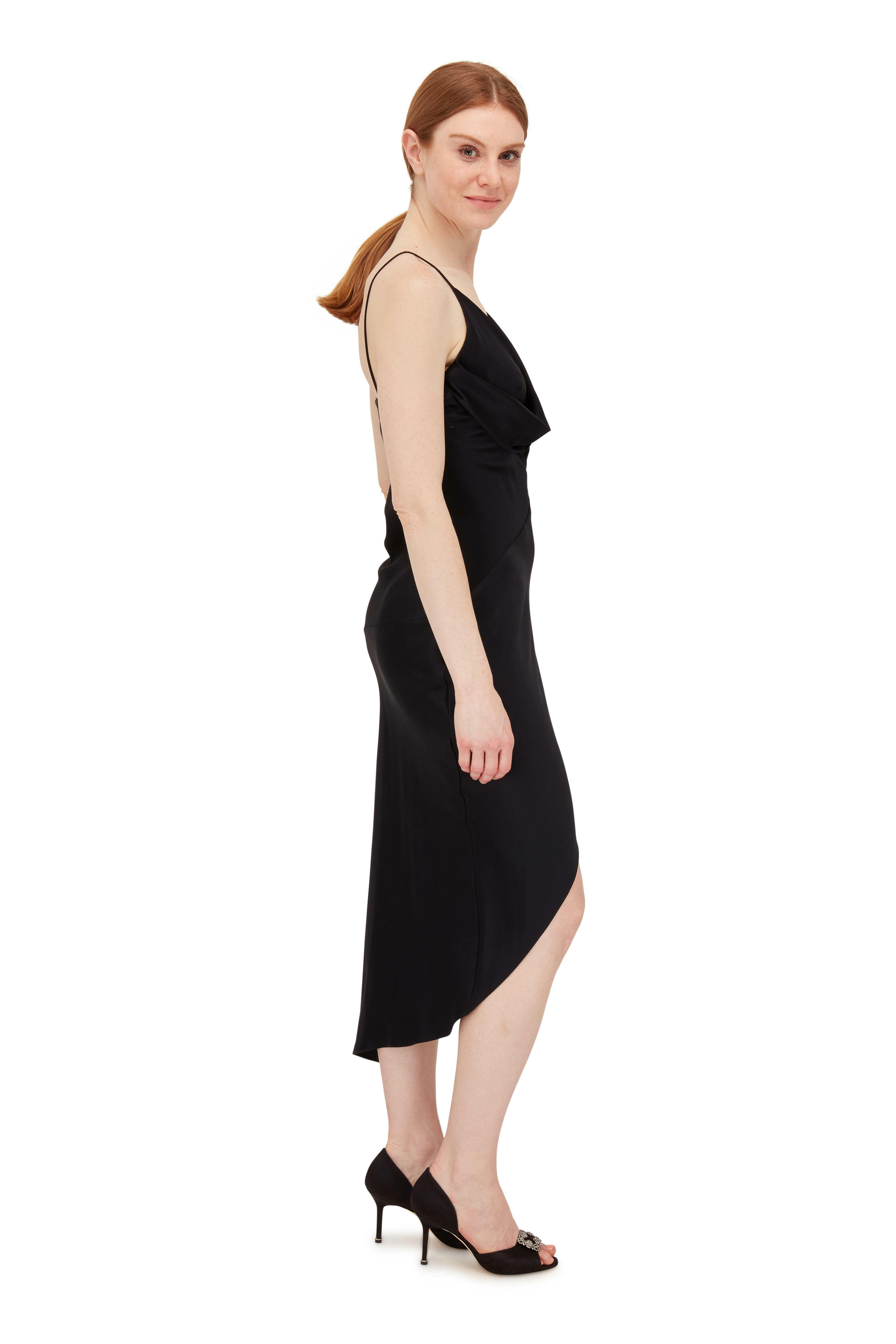Cushnie - Hudson Black Silk Cowl Neck Sleeveless Dress
