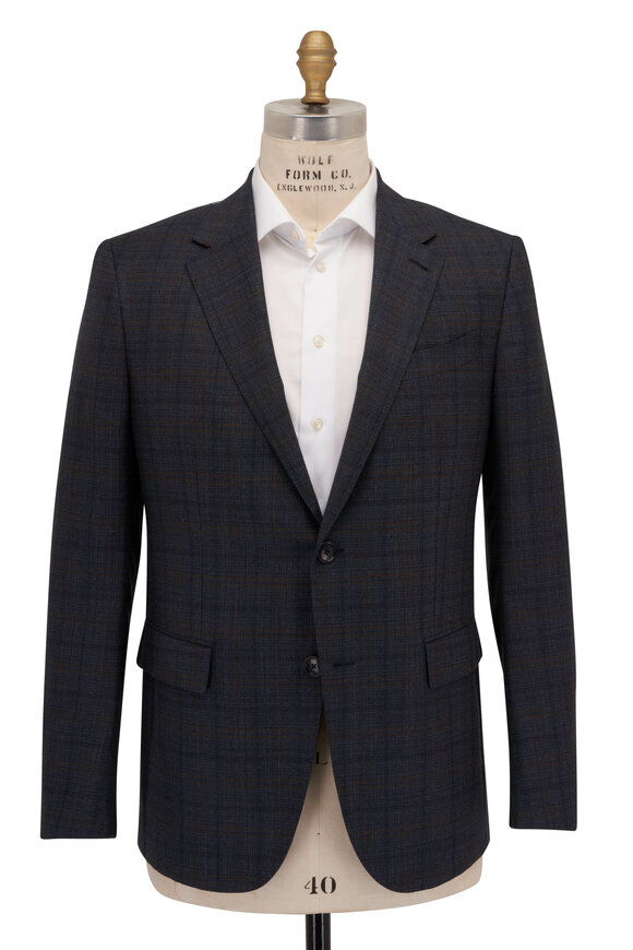 Zegna - Navy Blue Wool Windowpane Sportcoat 