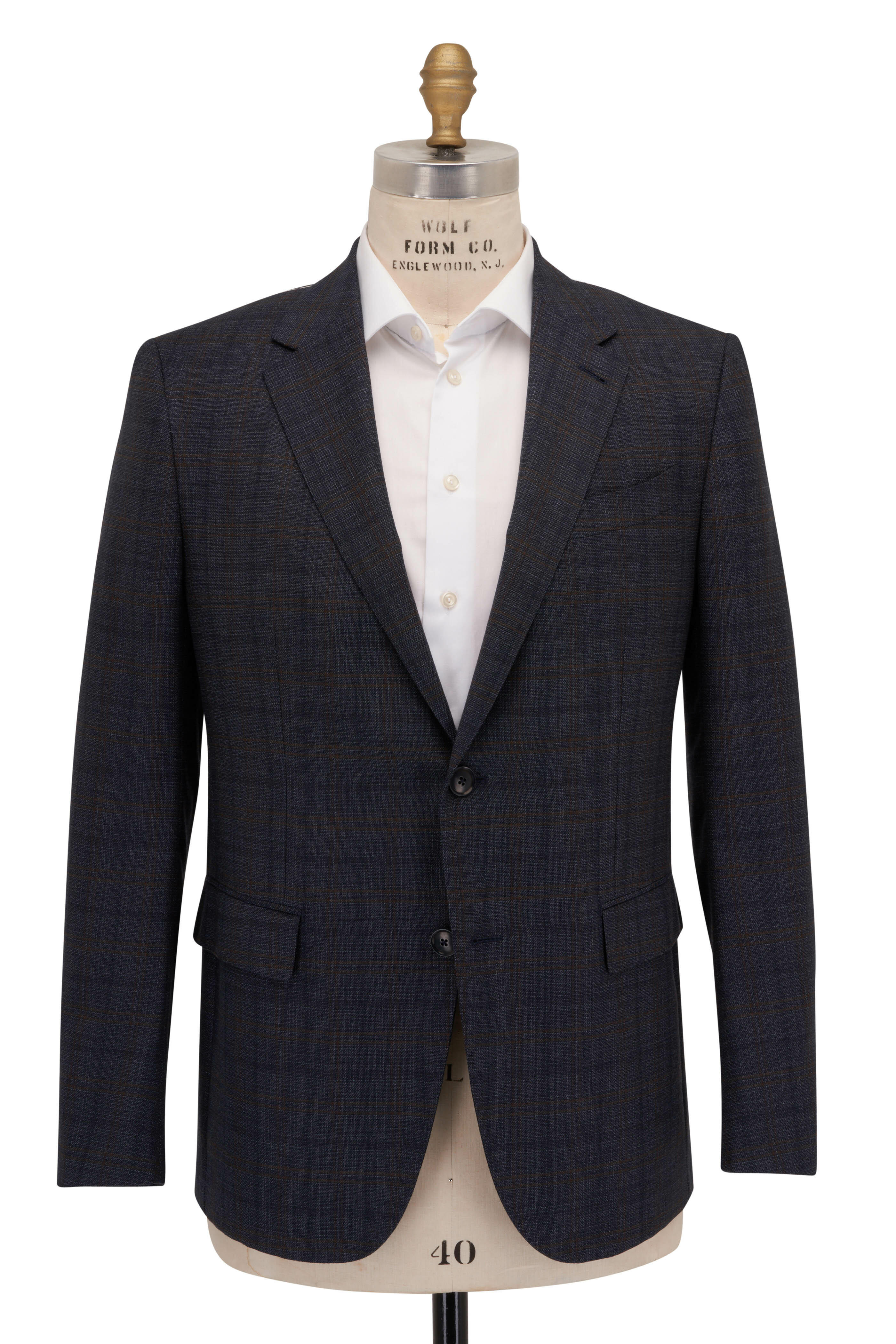 Zegna - Navy Blue Wool Windowpane Sportcoat | Mitchell Stores
