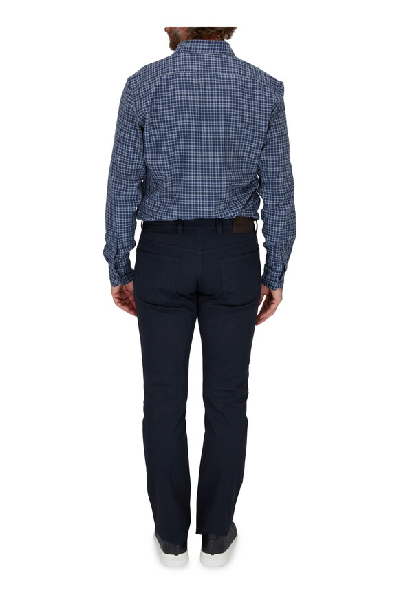 Zegna - Navy Piquè Five Pocket Pant