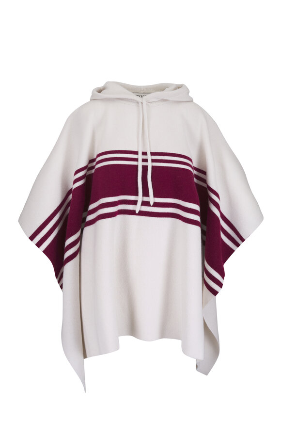 TWP Ivory & Karanda Red Stripe Hooded Poncho - view 1