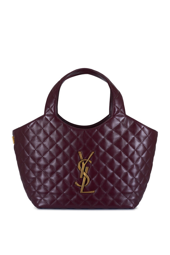 Saint Laurent Medium Icare Rouge Quilted Leather Shopping Tote