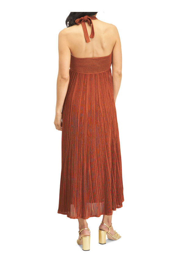 Zimmermann Indra Metallic Tan Halter Dress - view 4