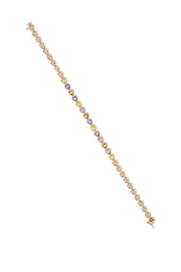 Kai Linz - Rose Gold Multicolor Sapphire Heart Bracelet