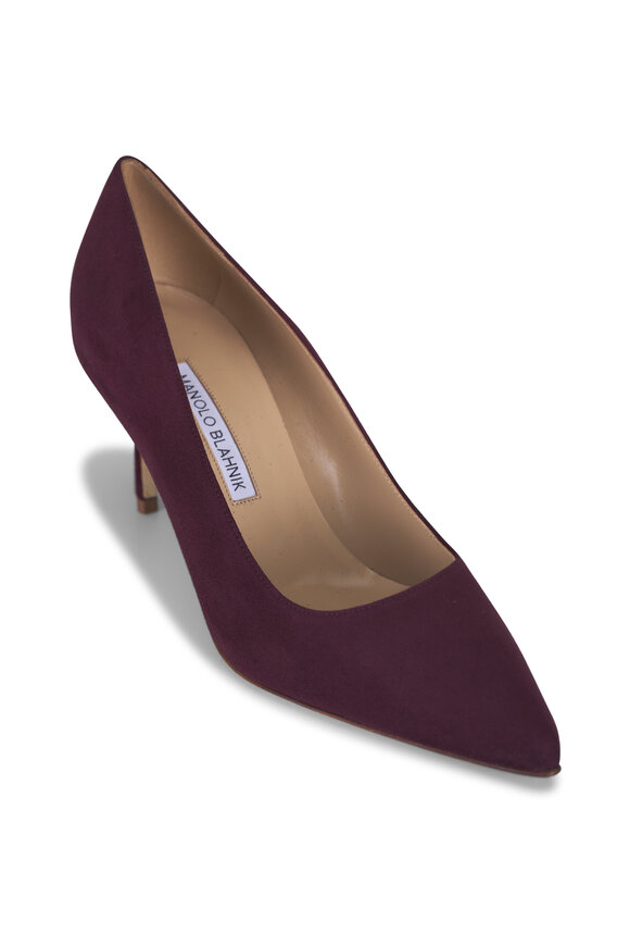 Manolo Blahnik BB Dark Red Suede Pump, 70mm - view 1