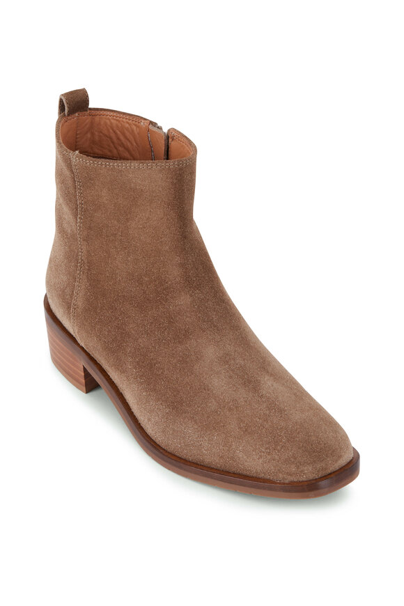 Aquatalia - Carisa Light Taupe Suede Short Boot, 30mm