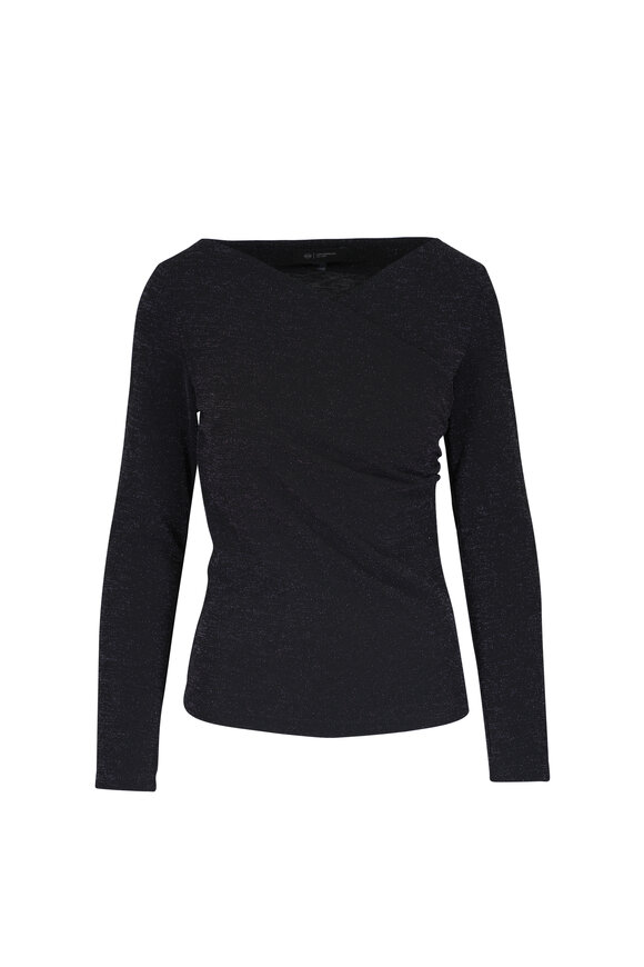 AG Alaya Black Off-The-Shoulder Glitter Top