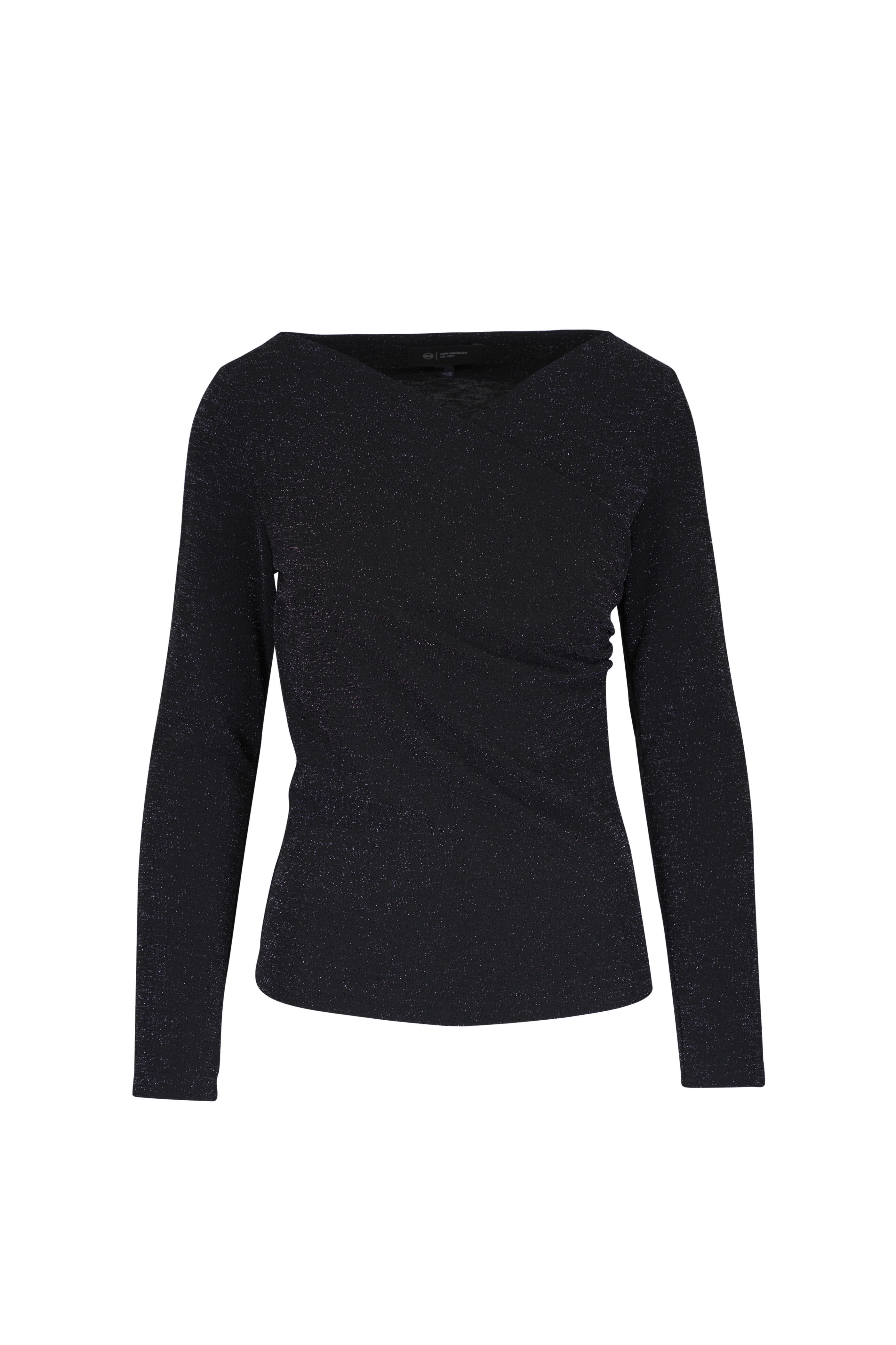 AG - Alaya Black Off-The-Shoulder Glitter Top