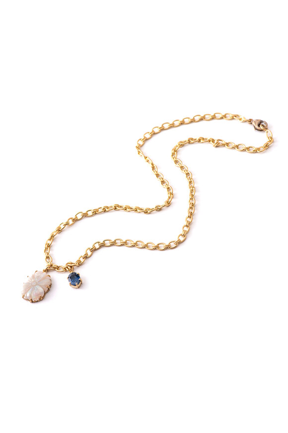 Sylva & Cie - Carved Opal & Sapphire Necklace