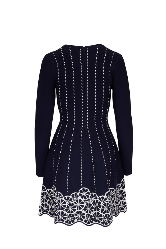 Lela Rose - Linear Knit Navy Blue Dress 