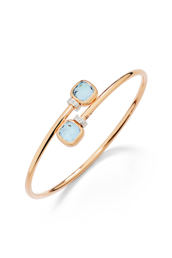 Pomellato 18k Rose Gold Blue Topaz & Diamond Nudo Bracelet