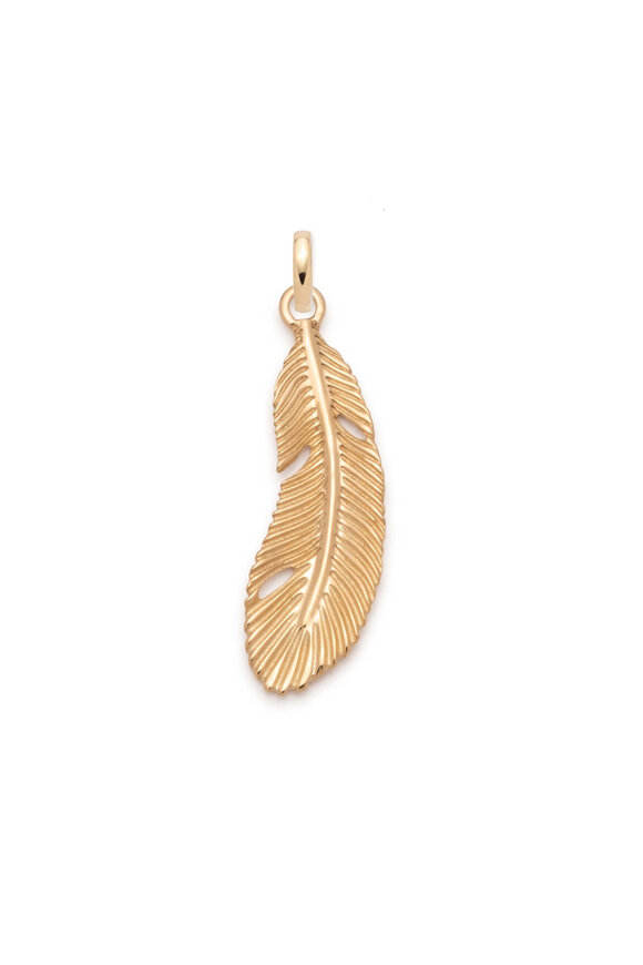 Foundrae 18k Yellow Gold Small Feather Pendant