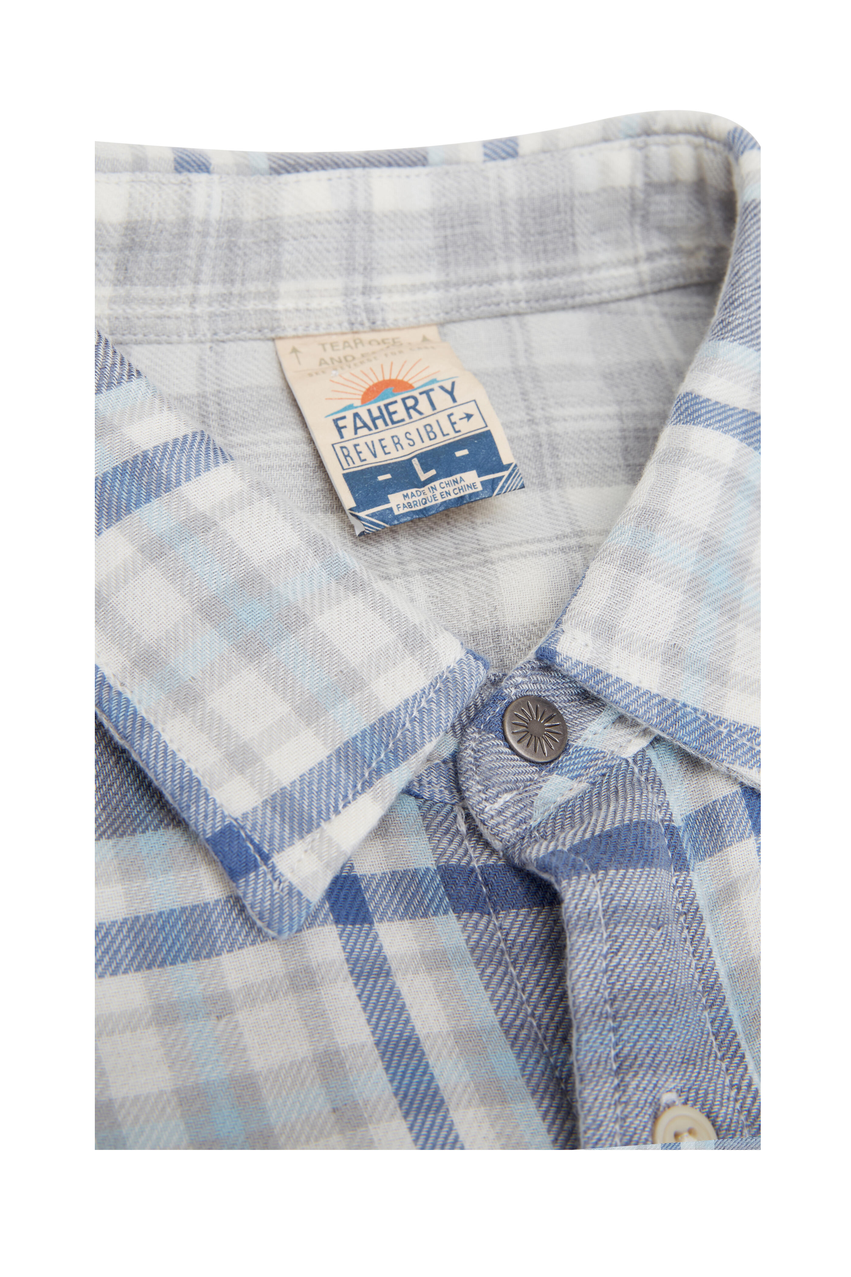 Faherty Brand - Blue Easton Plaid Reversible Shirt - view 2