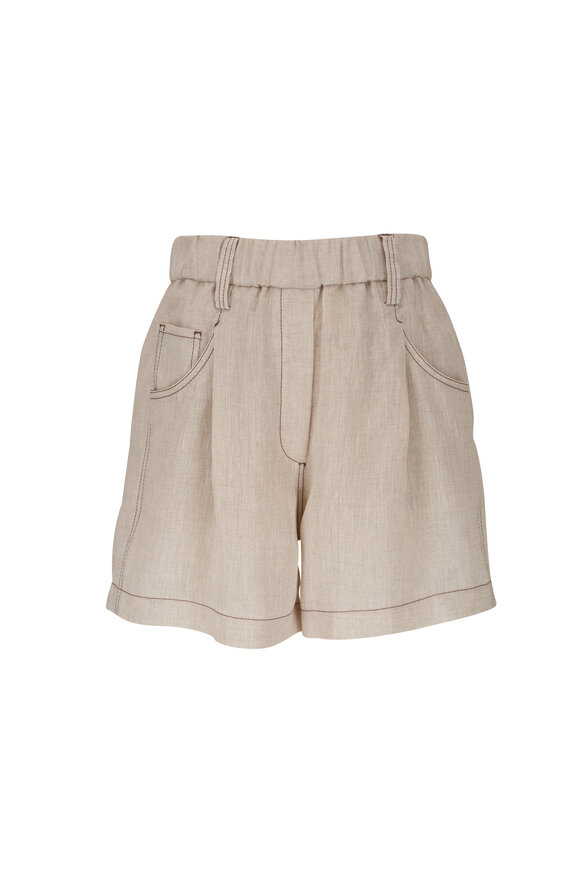 Brunello Cucinelli Beige Linen Bermuda Shorts