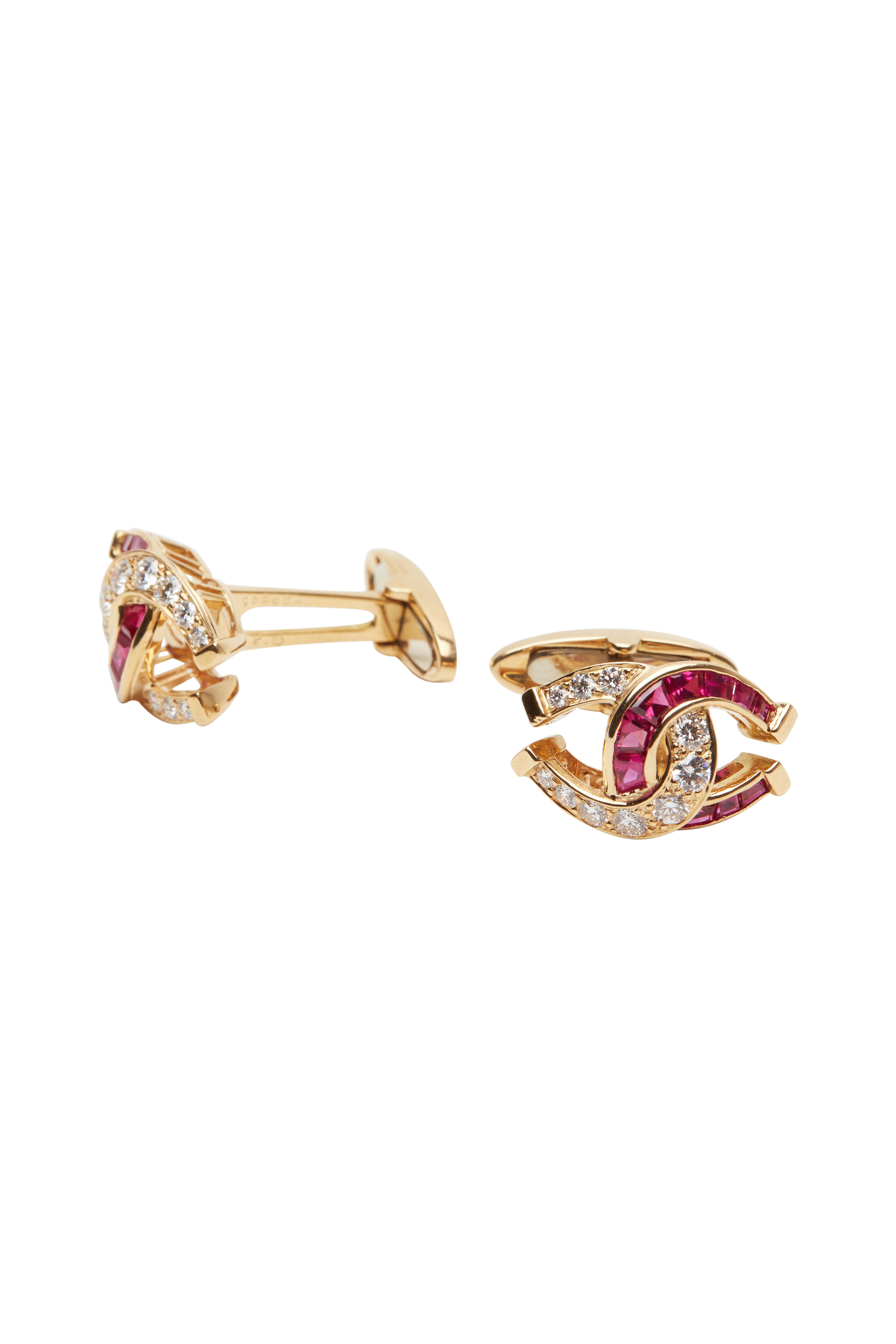 Oscar Heyman - Yellow Gold Ruby & Diamond Cuff Links