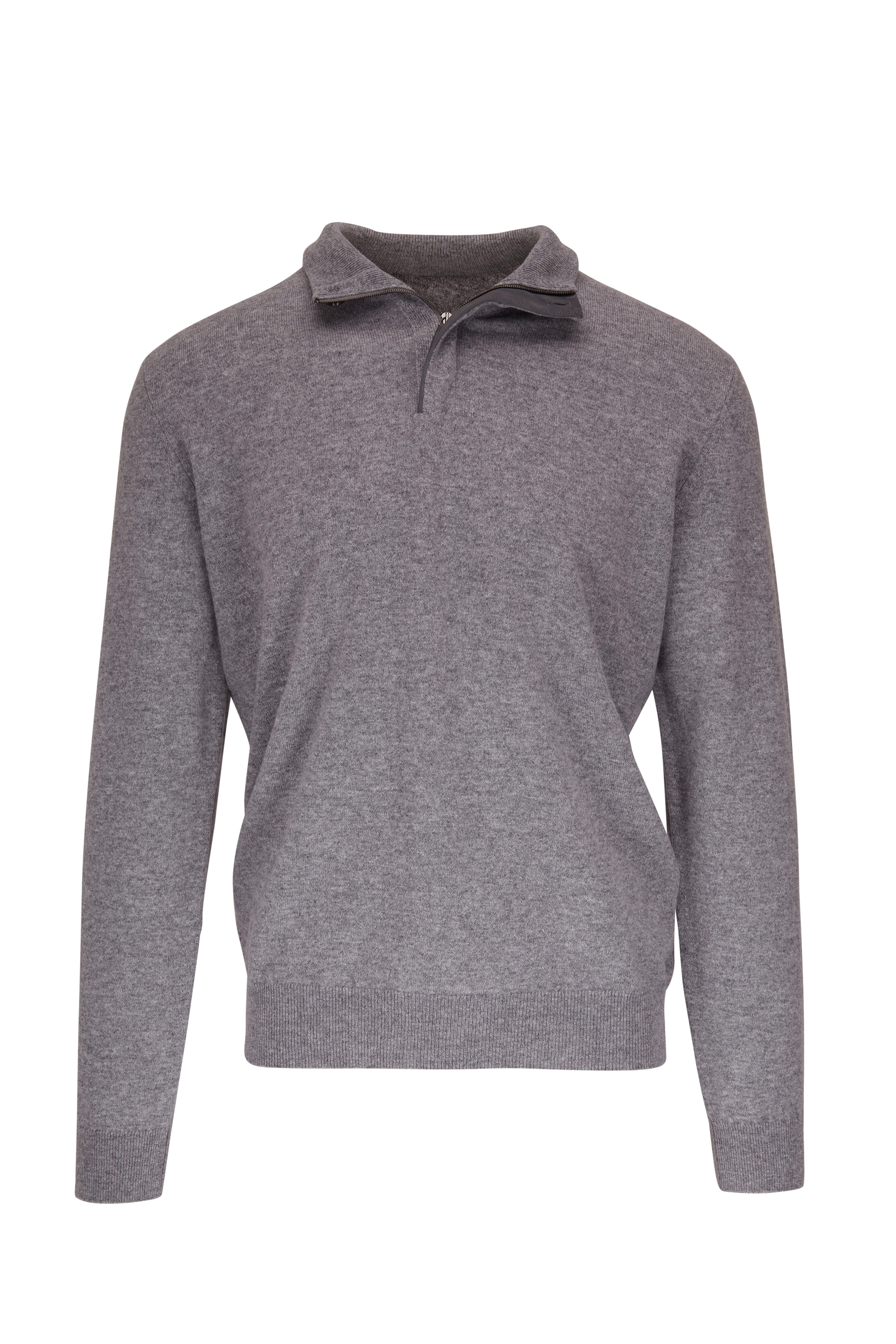 Zegna - Gray Oasi Cashmere Quarter Zip Pullover | Mitchell Stores