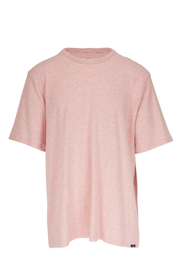 Faherty Brand - Cloud Rose & Cream Striped Short Sleeve T-Shirt