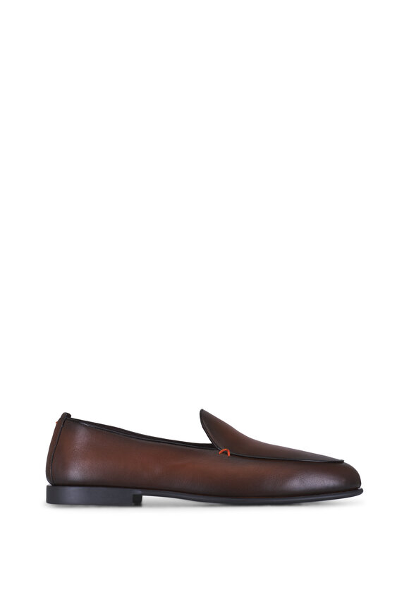 Santoni Vibe Dark Brown Leather Loafer - view 3