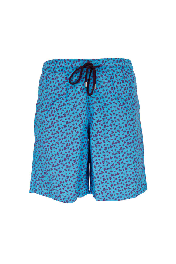 Vilebrequin - Okoa Light Blue Mini Turtles Printed Swim Trunks