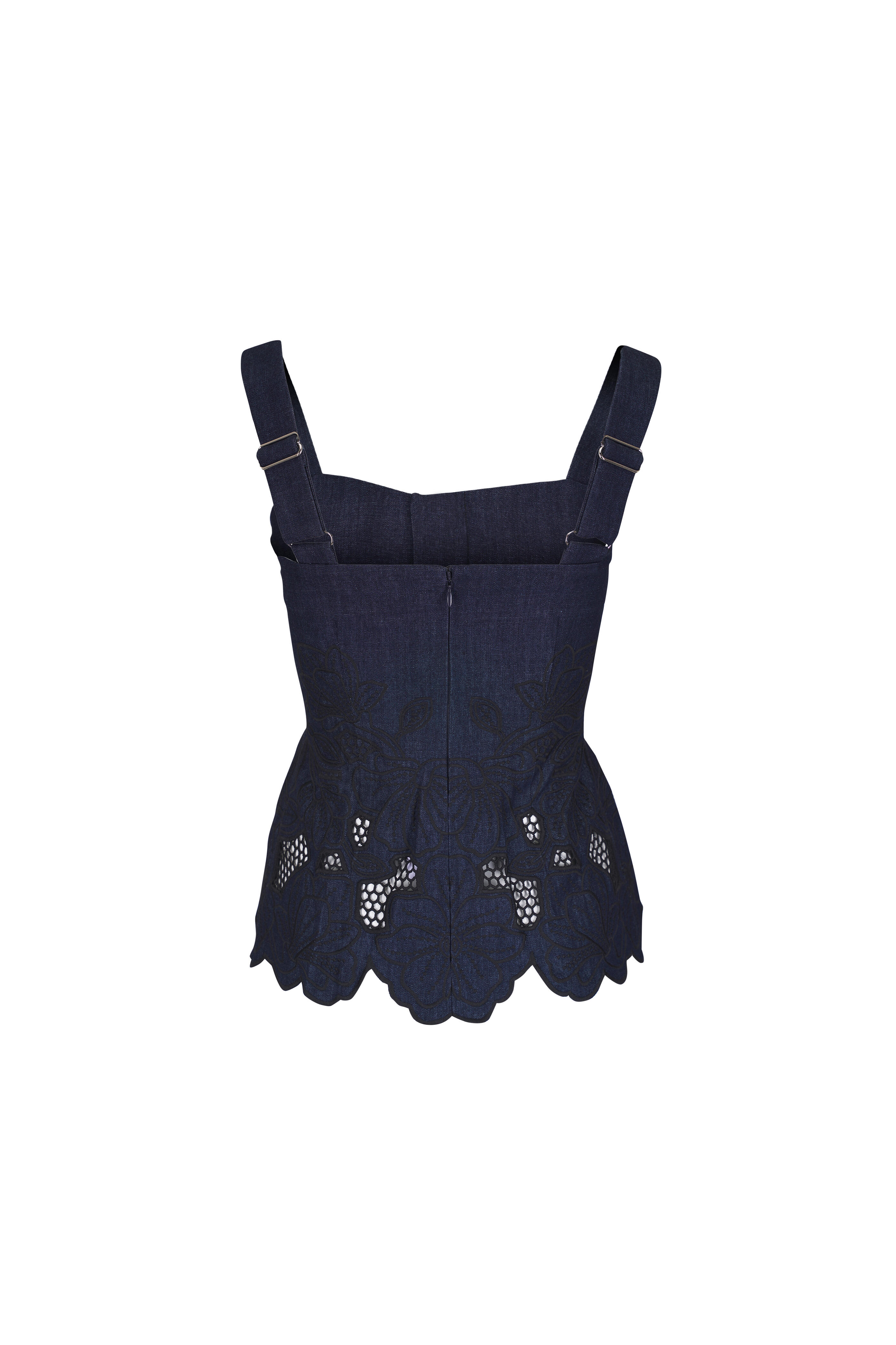 Veronica Beard - Mirielle Eyelet Indigo Rinse Chambray Tank