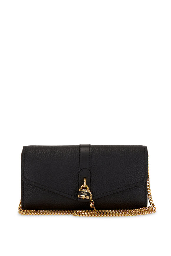 Chloé - Aby Black Leather Padlock Chain Wallet