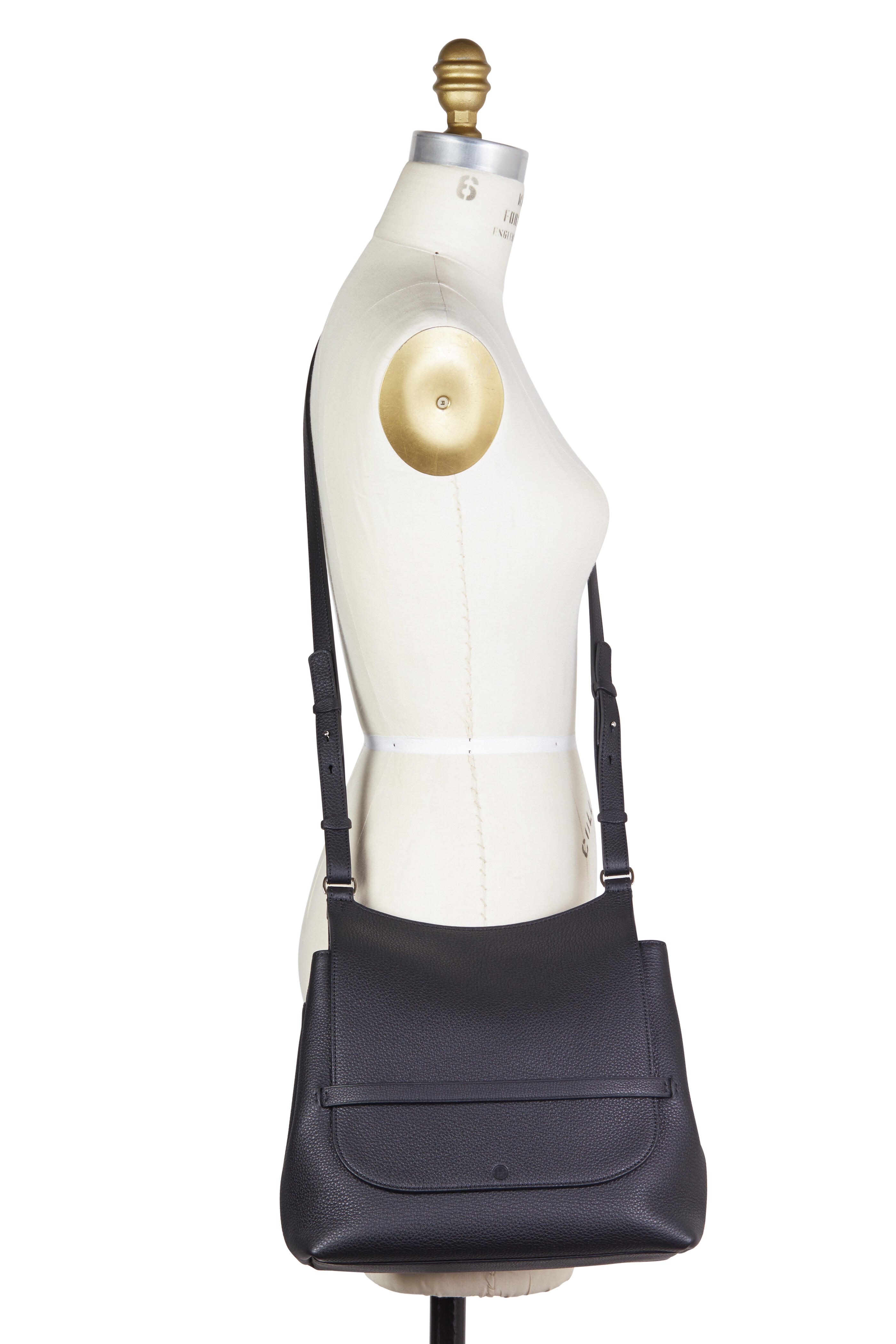 The Row - Sideby Black Pebbled Calfskin Shoulder Bag