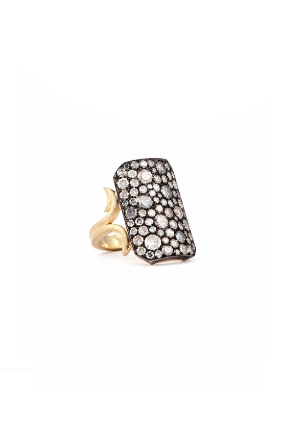 Sylva & Cie Full Cut Gray Diamond Ten Table Ring - view 1