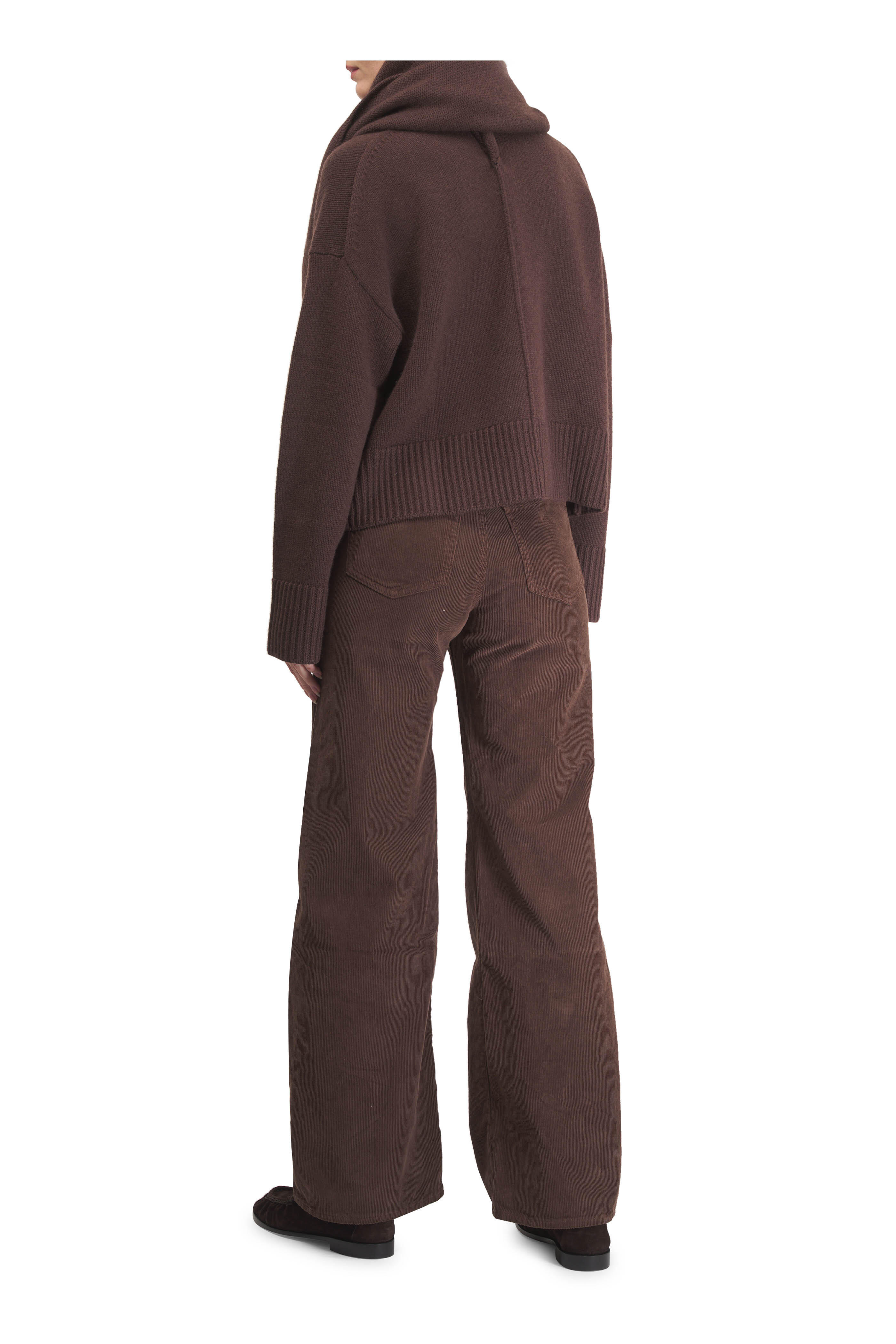 Simkhai - Elson Chocolate Wool & Cashmere Scarf Sweater