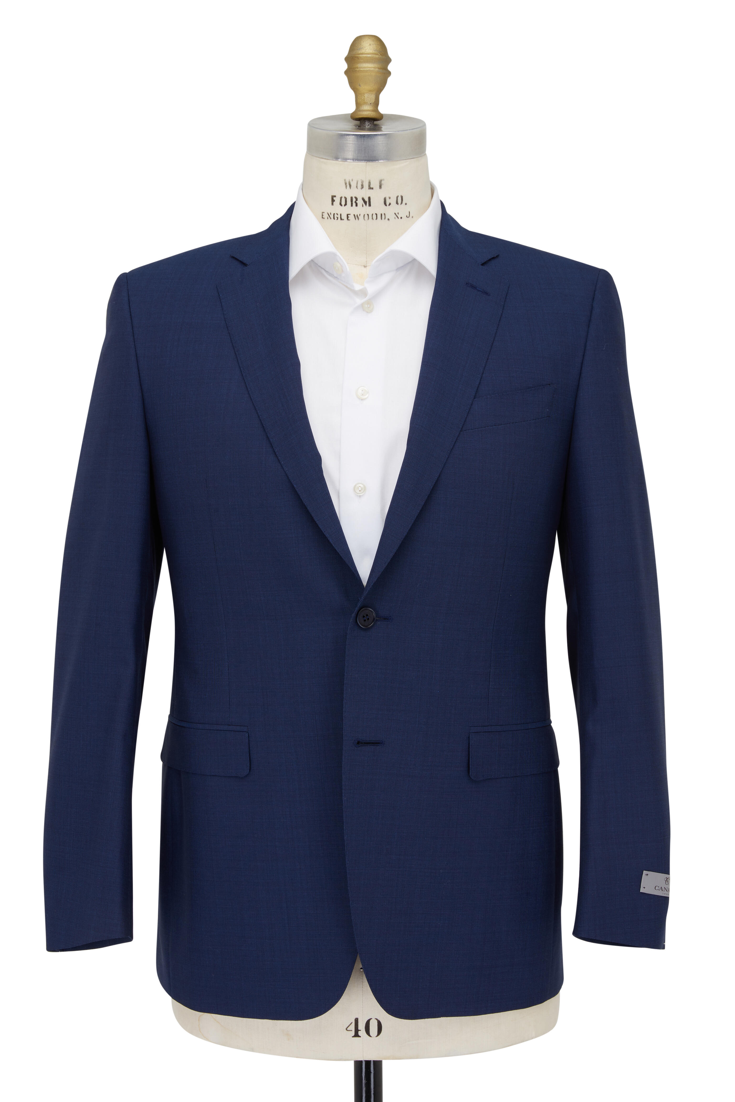 Canali High Blue Solid Pindot Wool Suit Mitchell Stores