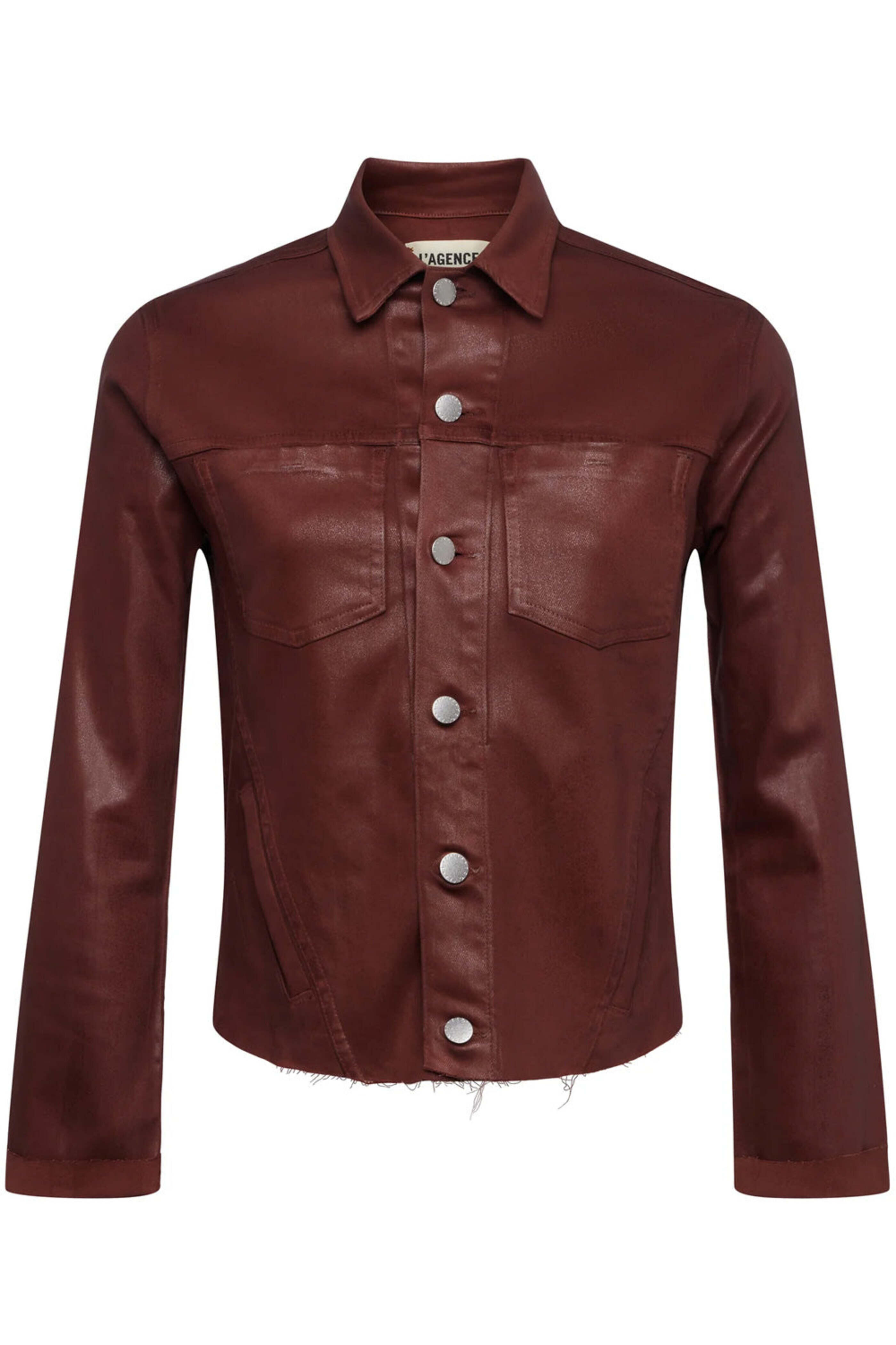 L'Agence - Dark Cinnamon Coated Janelle Slim Raw Denim Jacket