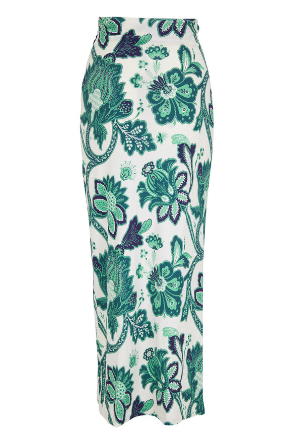 Etro - Green Tree Of Life Print Sargon Wrap Skirt