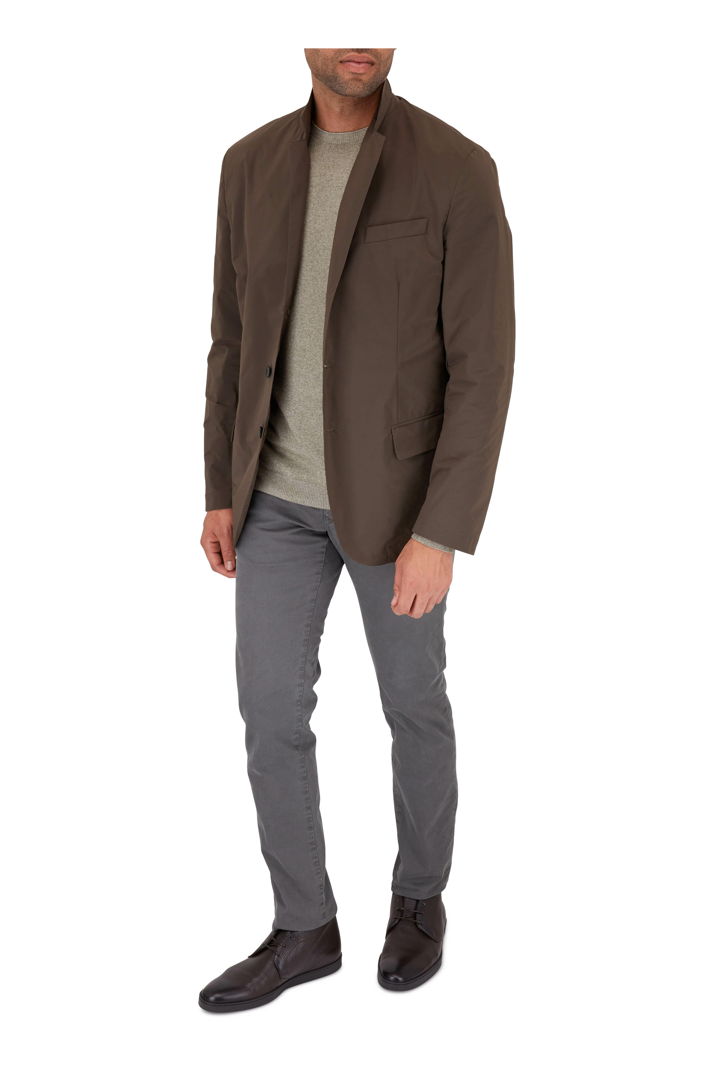 Santoni - Leland Dark Brown Deerskin Lace-Up Boot