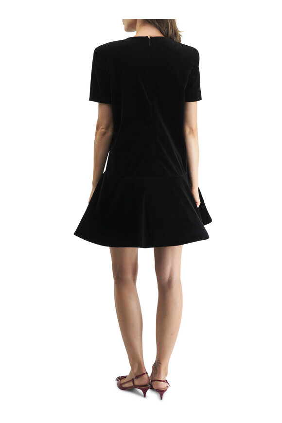 Valentino - Black Velvet Peplum Mini Dress 