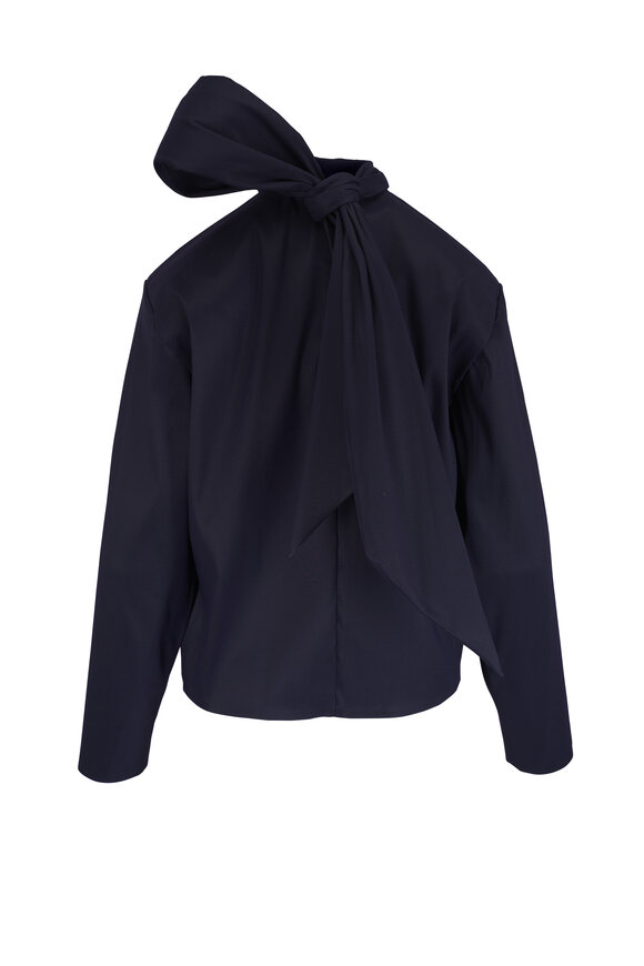 Saint Laurent Marine Boxy Lavallière Organza Top - view 3