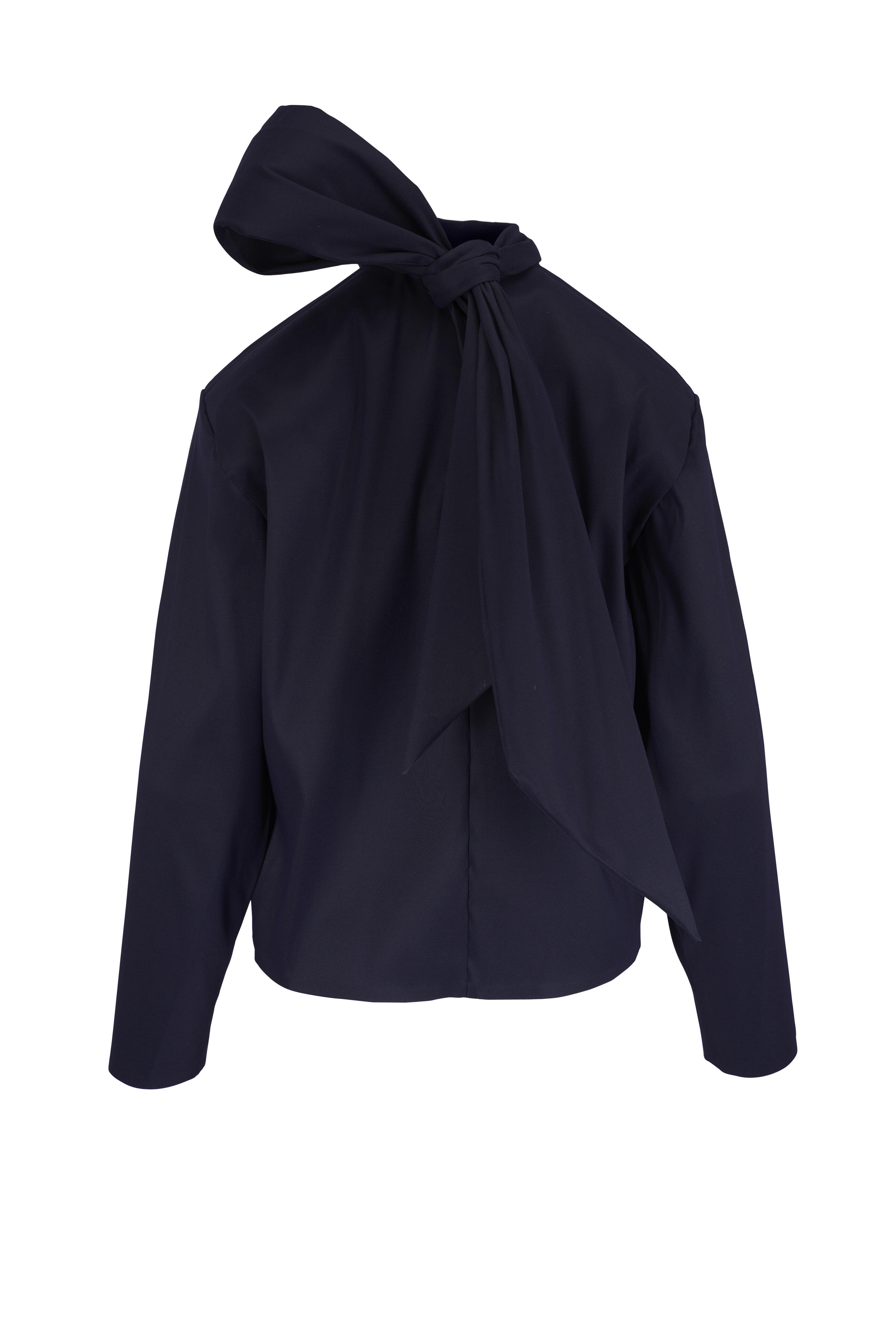 Saint Laurent - Marine Boxy Lavallière Organza Top