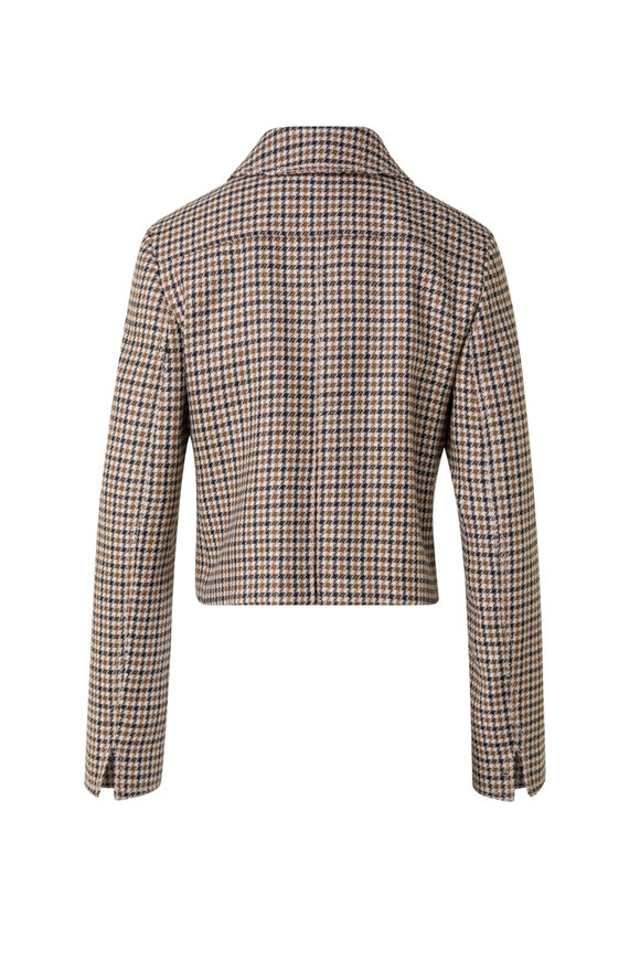 Akris Punto - Brown Shetland Tweed Houndstooth Crop Jacket