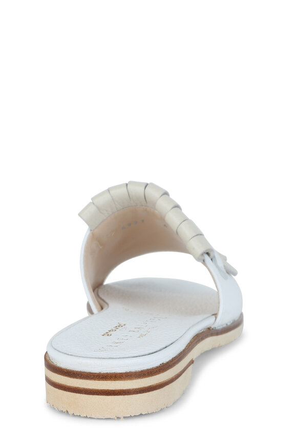 Gravati - White & Beige Kilty Leather Slide 