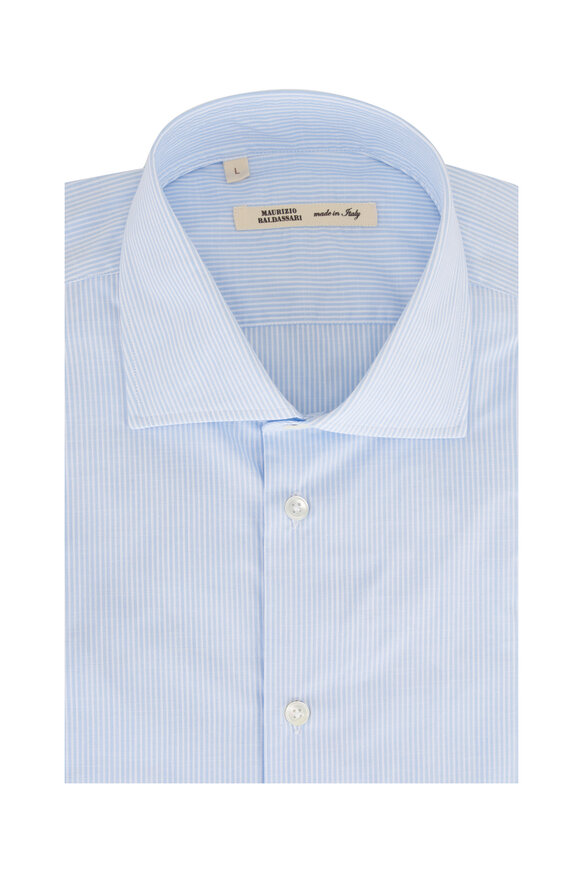 Maurizio Baldassari Light Blue Stripe Cotton Sport Shirt