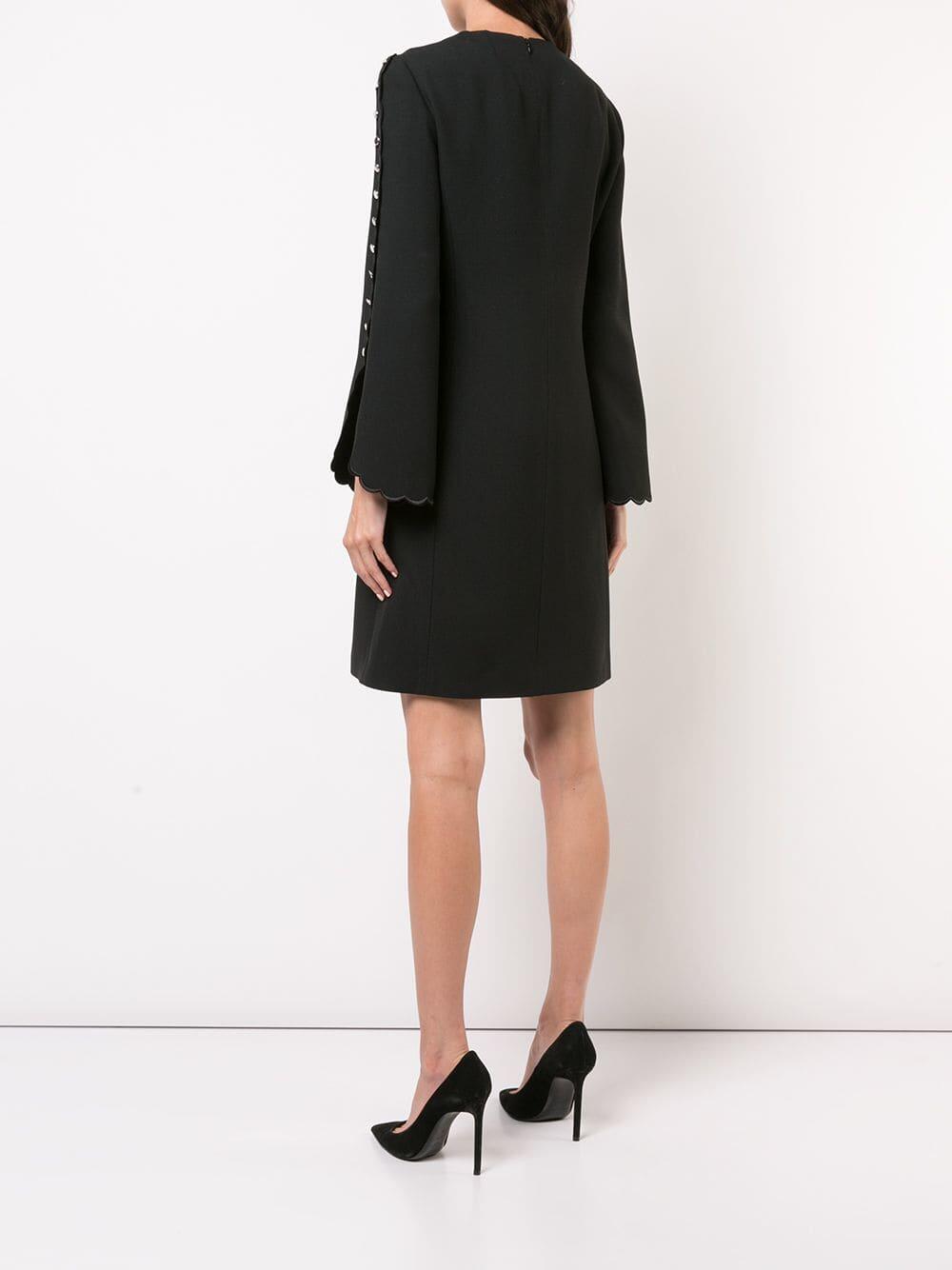 Michael Kors Collection - Black Long Sleeve Scallop Trim Dress