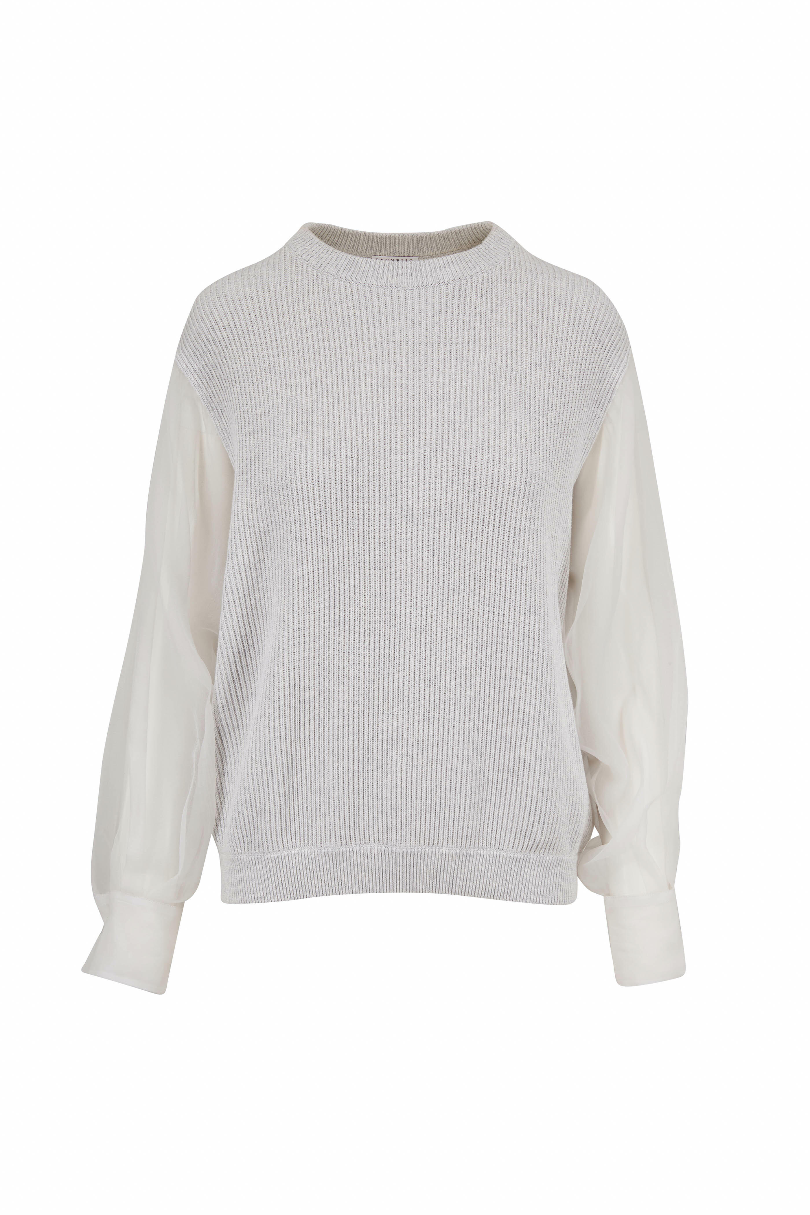 Brunello Cucinelli - Pebble Cashmere & Silk English Rib Sweater - view 1