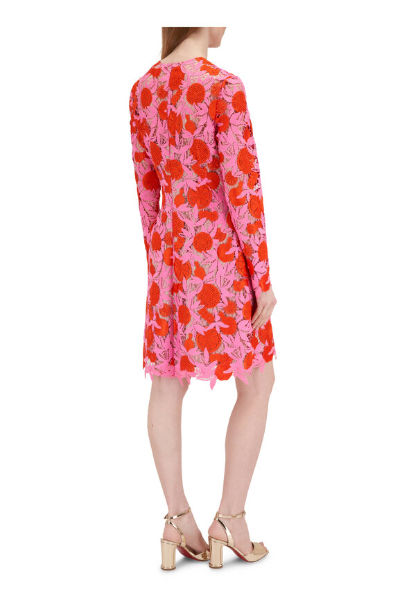 Lela Rose - Holly Fruit Guipure Pink Peony Lace Dress