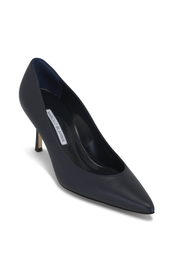 Manolo Blahnik Kietta Navy Leather Stiletto Pump, 70mm