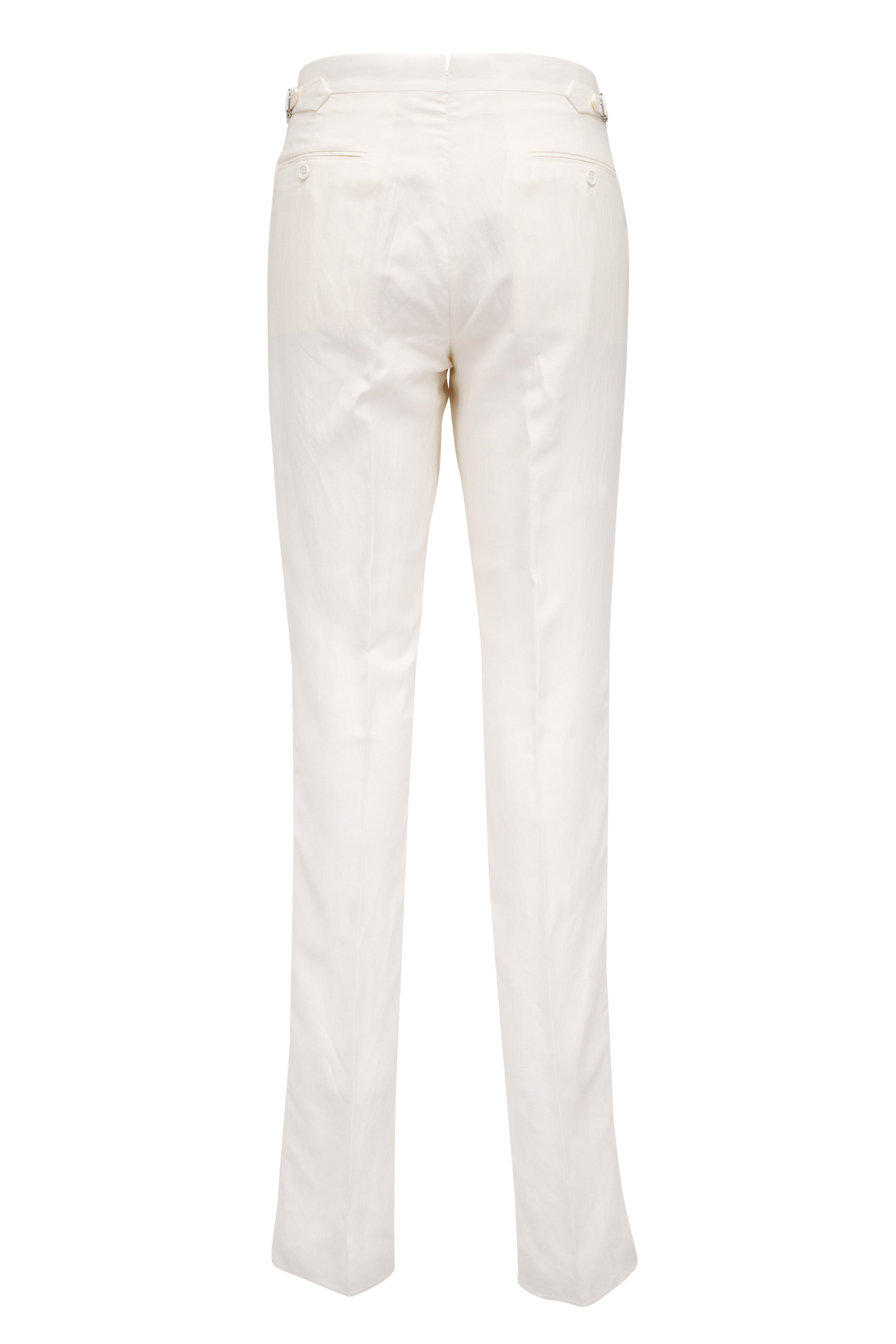 Ralph Lauren Purple Label - Gregory Cream Silk & Linen Dress Pant