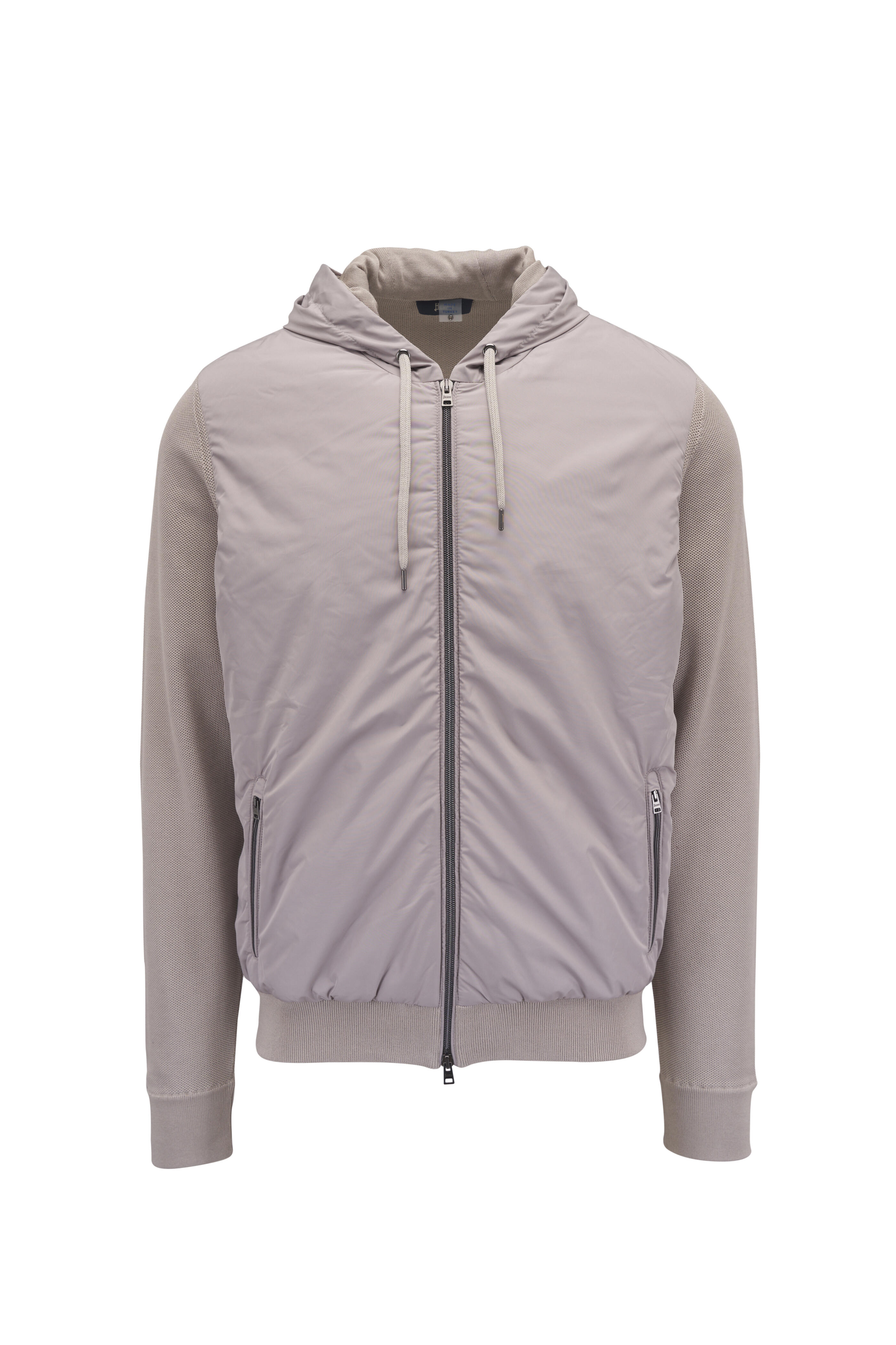 Herno - Taupe Knit & Nylon Hybrid Full Zip Jacket